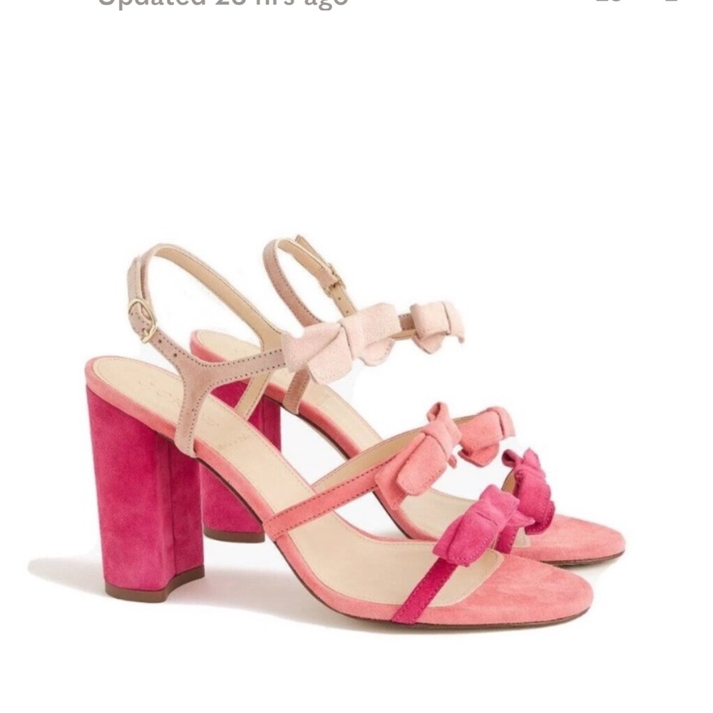 J.Crew collection Stella pink triple bow heel shoes